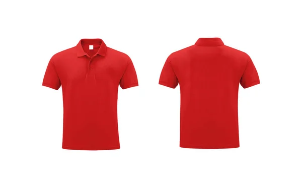 Red Short Sleeve Polo Shirt Isolated White Background — Photo