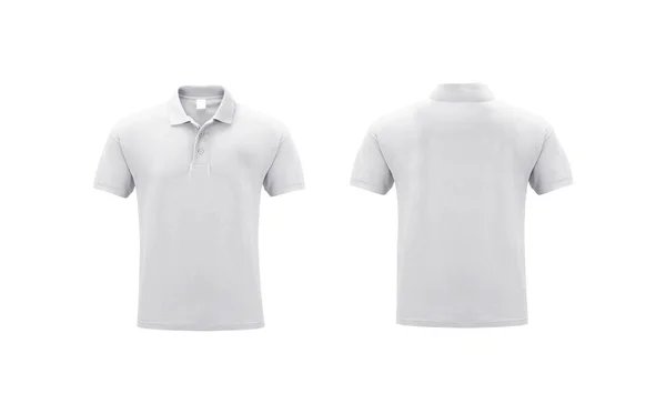 White Polo Tshirt Mockup Isolated White Background Front Back Short — Zdjęcie stockowe