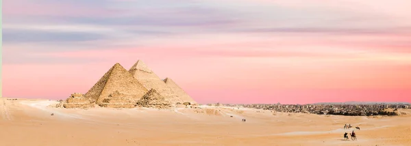 Hermosas Pirámides Ver Fondo Egipto Desierto Gizah Cairo Egipto Viaje — Foto de Stock
