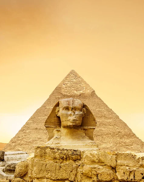 Sfenks Giza Kahire Deki Büyük Piramitler Mısır — Stok fotoğraf
