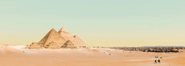 Pirâmides Ver Fundo Egito Deserto Gizah Cairo Egito Viagem — Fotografia de Stock