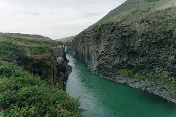 Green River Studlagil Canyon Island Kvalitní Fotografie — Stock fotografie