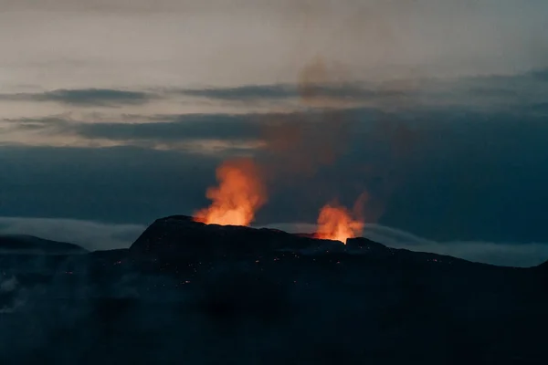 Fagradalsfjall Iceland 2021年6月 冰岛雷克雅未克附近的火山喷发 高质量的照片 — 图库照片