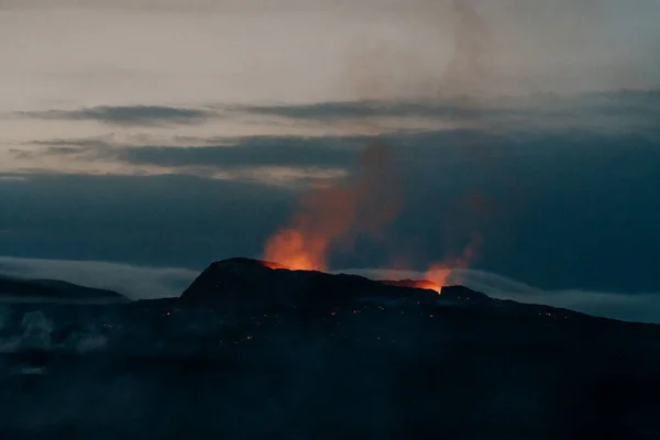 Fagradalsfjall Iceland 2021年6月 冰岛雷克雅未克附近的火山喷发 高质量的照片 — 图库照片