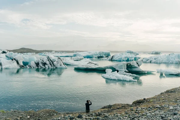 Jokulsarlon Glacier Lagoon Diamond Beach Nachází Národním Parku Vatnajokull Jihu — Stock fotografie