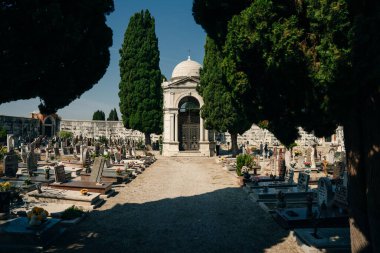 Venedik, İtalya - Sep, 2021: Cimitero di San Michele, Venedik içinde mimarlık. Yüksek kalite fotoğraf