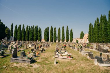 Venedik, İtalya - Sep, 2021: Cimitero di San Michele, Venedik içinde mimarlık. Yüksek kalite fotoğraf