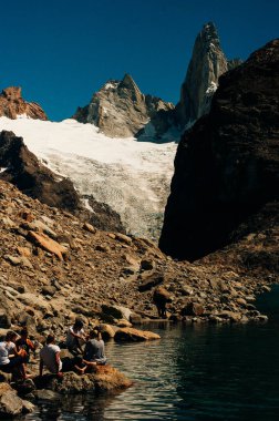 dağ manzarası ile mt fitz roy ve laguna de los tres içinde los glaciares Milli Parkı, patagonia, Arjantin, Güney Amerika.