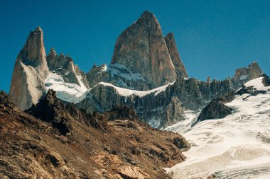 dağ manzarası ile mt fitz roy ve laguna de los tres içinde los glaciares Milli Parkı, patagonia, Arjantin, Güney Amerika.
