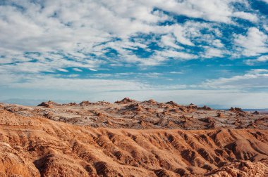 Atakama Çölü 'ndeki Ay Vadisi' nin San Pedro de Atacama, Şili 'deki olağanüstü arazisi.
