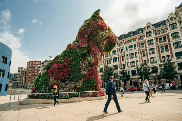 Bilbao Hiszpania Wrzesień 2021 Szczeniak Rzeźba Jeffa Koonsa Wysokiej Jakości — Zdjęcie stockowe