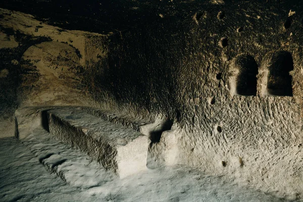 Grottkyrka Goreme Friluftsmuseum Kappadokien Turkiet Vacker Sommardag Högkvalitativt Foto — Stockfoto