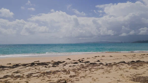 Légi Drón Kilátás Strandra Elszigetelt Cayo Icacos Puerto Rico Szigeten — Stock Fotó