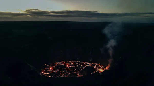 Vista Aérea Vulcão Kilauea Parque Nacional Dos Vulcões Havaí Ilha — Fotografia de Stock