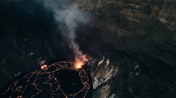 Helikopter Över Kilauea Vulkan Hawaii Vulkaner Nationalpark Den Stora — Stockfoto