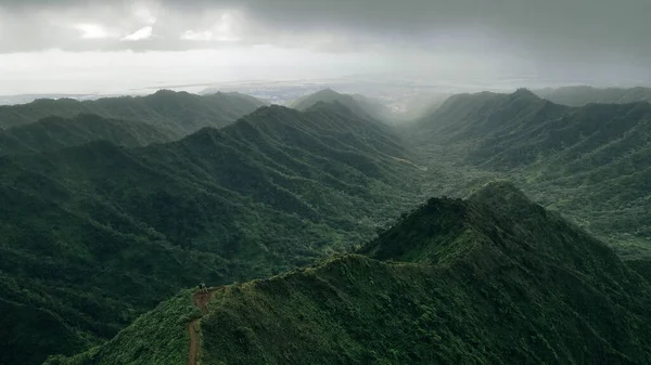 Hegyi Panoráma Oahuban Moanalua Valley Trail Hawaii Kiváló Minőségű Fénykép — Stock Fotó