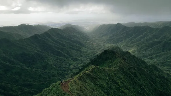 Vistas Montaña Oahu Sendero Del Valle Moanalua Hawai Foto Alta — Foto de Stock
