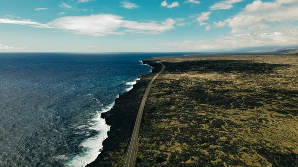 Estrada Longo Oceano Vista Aérea Drone Havaí Eua Dezembro 2021 — Fotografia de Stock