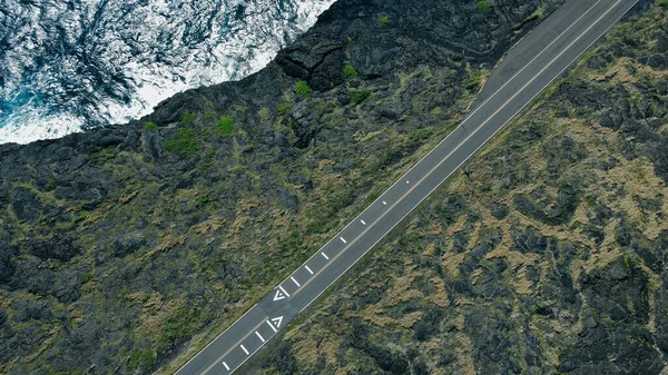 Strada Lungo Oceano Vista Aerea Dal Drone Hawaii Usa Dicembre — Foto Stock
