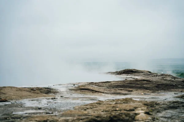 Eruzione Strokkur Geyser Islanda Magnifico Geyser Strokkur Fontana Geyser Getta — Foto Stock