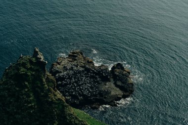 İzlanda 'nın Snaefellsnes yarımadasının güney kıyısında, Londrangar adı verilen lav oluşumları. Yüksek kalite fotoğraf