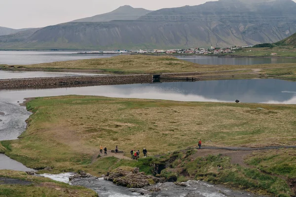 Krajina Pohled Kirkjufellsfoss Dne Islandu Kvalitní Fotografie — Stock fotografie