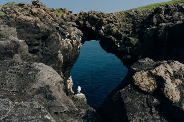 Arnarstapi bölgesindeki en ünlü kaya oluşumu Gatklettur veya Hole Rock 'tır. Yüksek kalite fotoğraf