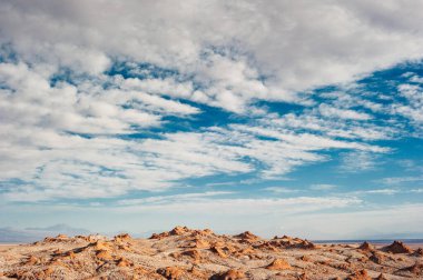 Atakama Çölü 'ndeki Ay Vadisi' nin San Pedro de Atacama, Şili 'deki olağanüstü arazisi.