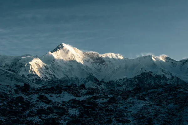 Utsikt Över Bergen Från Gokyo Snöiga Berg Och Klar Himmel — Stockfoto
