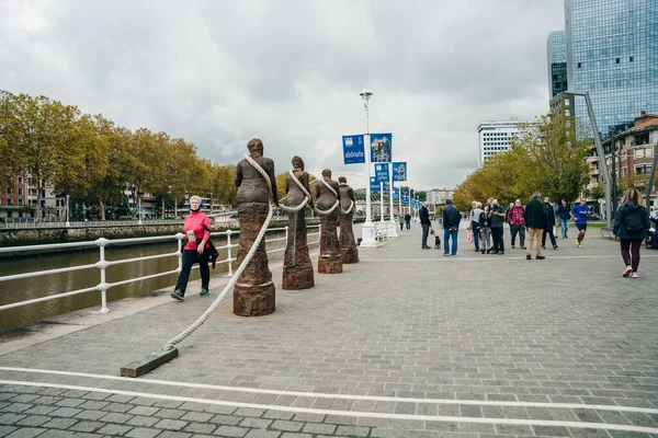 Bilbao Spain Dec 2021 Las Sirgueras Women Pulling Boats Towline — 图库照片