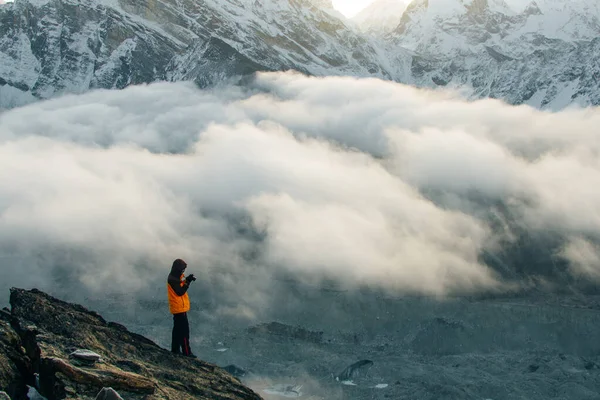 Fire Everest Everest Mountain Sunrise View Gokyo Peak Himalayas Nepal — Stock Photo, Image