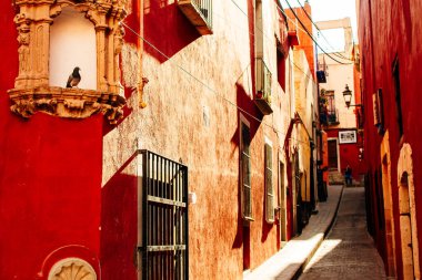 Meksika 'daki Guanajuato şehrinin renkli caddesi. Yüksek kalite fotoğraf