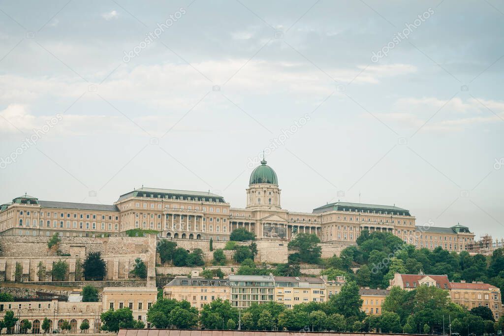 Buda Castle Royal Palace on Hill Hungary Budapest Europe - sep, 2021. High quality photo