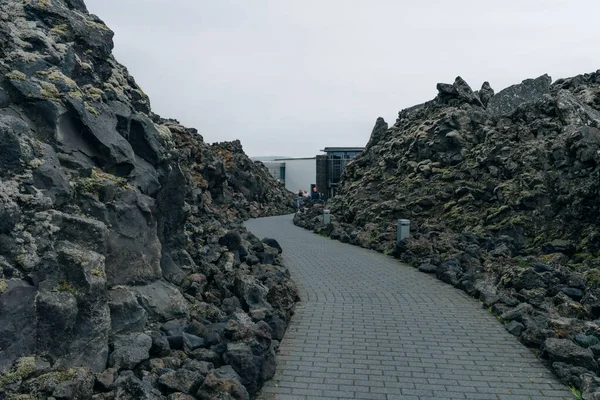 Reykjavik Islanda Dec 2021 Bellissima Piscina Termale Geotermica Nella Laguna — Foto Stock