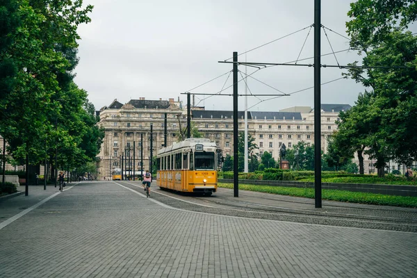Желтый Трамвай Буденновске Хульгары Нов 2021 Год Высокое Качество Фото — стоковое фото