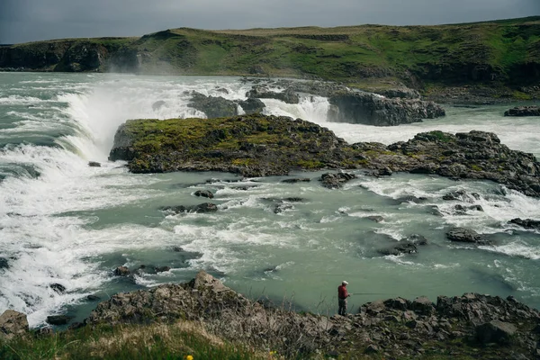 Wasserfall Urridafoss Oder Urridafoss Zwischen Selfoss Und Hella Island Hochwertiges — Stockfoto