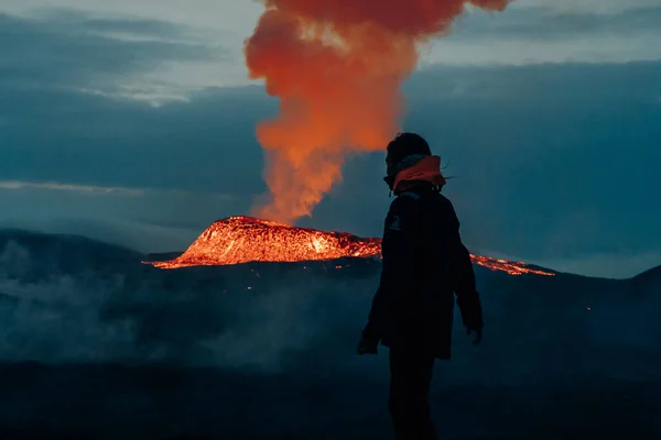 Fagradalsfjall Ισλανδία Ιούνιος 2021 Έκρηξη Ηφαιστείου Κοντά Στο Ρέικιαβικ Της — Φωτογραφία Αρχείου