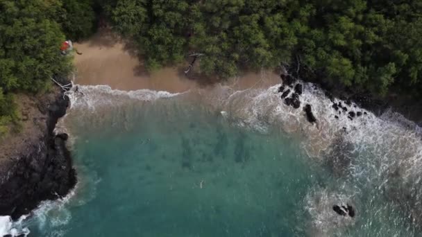 Vista aérea de la playa 69 en la isla grande en Hawai — Vídeo de stock