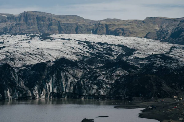 Skaftafell Glacier Landscape Svinafell Iceland Pozadí Zelených Hor Kvalitní Fotografie — Stock fotografie