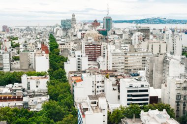 Uruguay, Güney Amerika sermaye şehir havadan görünümü.