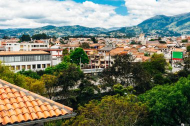 San Gil şehri üzerinde Cerro de la Cruz, Santander, Kolombiya 'dan. Yüksek kalite fotoğraf