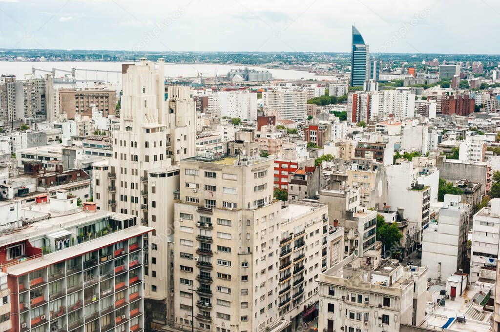 Aerial View of the capital city of Uruguay, South America.
