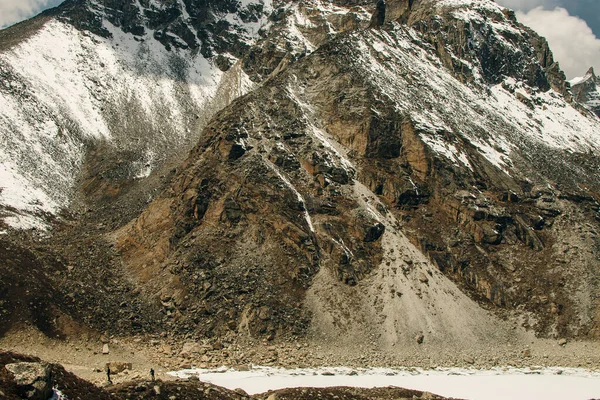 Widok Góry Gokyo Śnieżne Góry Czyste Niebo Himalajach Nepalu Wysokiej — Zdjęcie stockowe