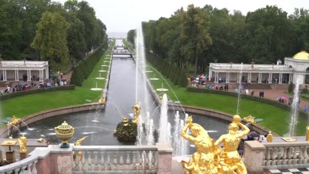 Petersburg Russia Sep 2021 Grand Cascade Peterhof Palace Samson Fountain — Stock videók