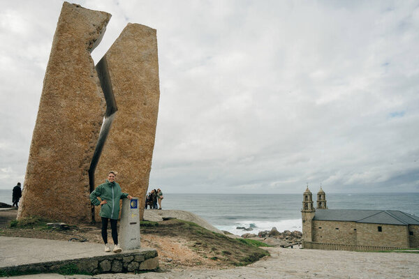 Muxia, Costa da Morte, Galicia, Spain - Sep, 2021 Memorial for the oil tanker disaster titled A Ferida. High quality photo