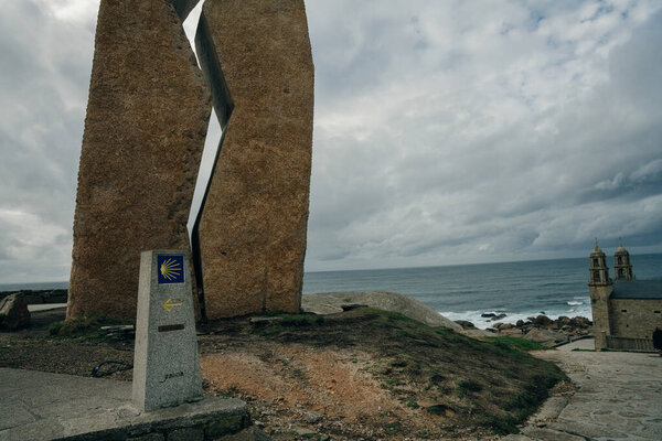 Muxia, Costa da Morte, Galicia, Spain - Sep, 2021 Memorial for the oil tanker disaster titled A Ferida. High quality photo