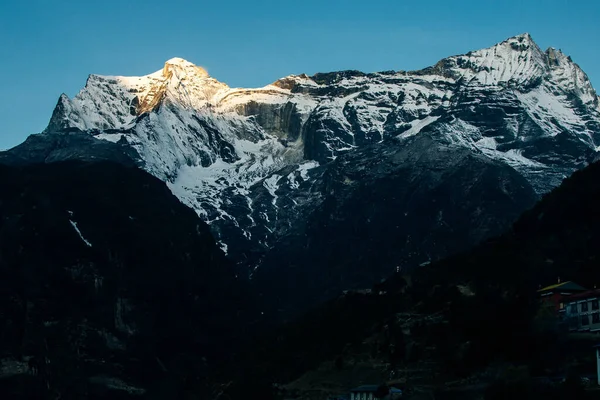 Panorama View Mount Everest Massif Including Nuptse Lhotse Ama Dablam — Fotografia de Stock