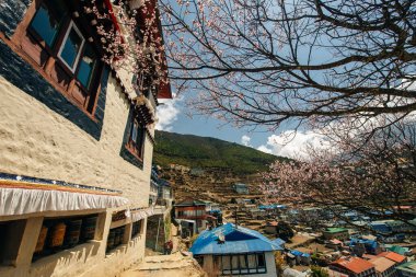 Namche Çarşısı manzarası - Everest ana kampı, Khumbu vadisi, Sagarmatha ulusal parkı, Solukhumbu, Nepal.