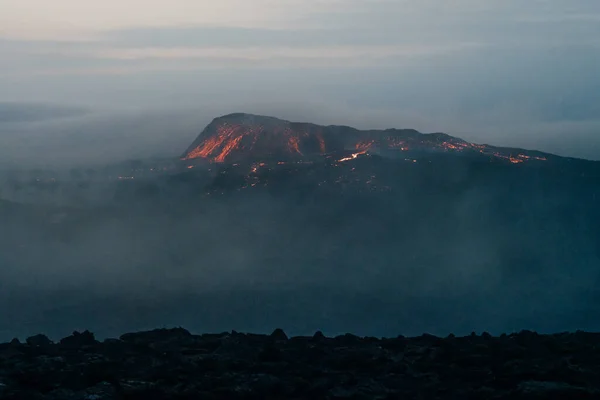 Fagradalsfjall Islandia Czerwiec 2021 Erupcja Wulkanu Niedaleko Reykjaviku Islandia Wysokiej — Zdjęcie stockowe