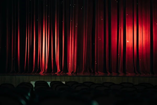 stage with red curtains. High quality photo